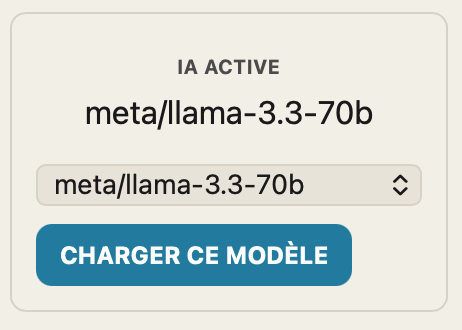 Choix du LLM dans le tableau de bord