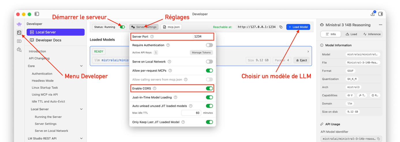 Recherche et chargement d'un modèle dans LM Studio