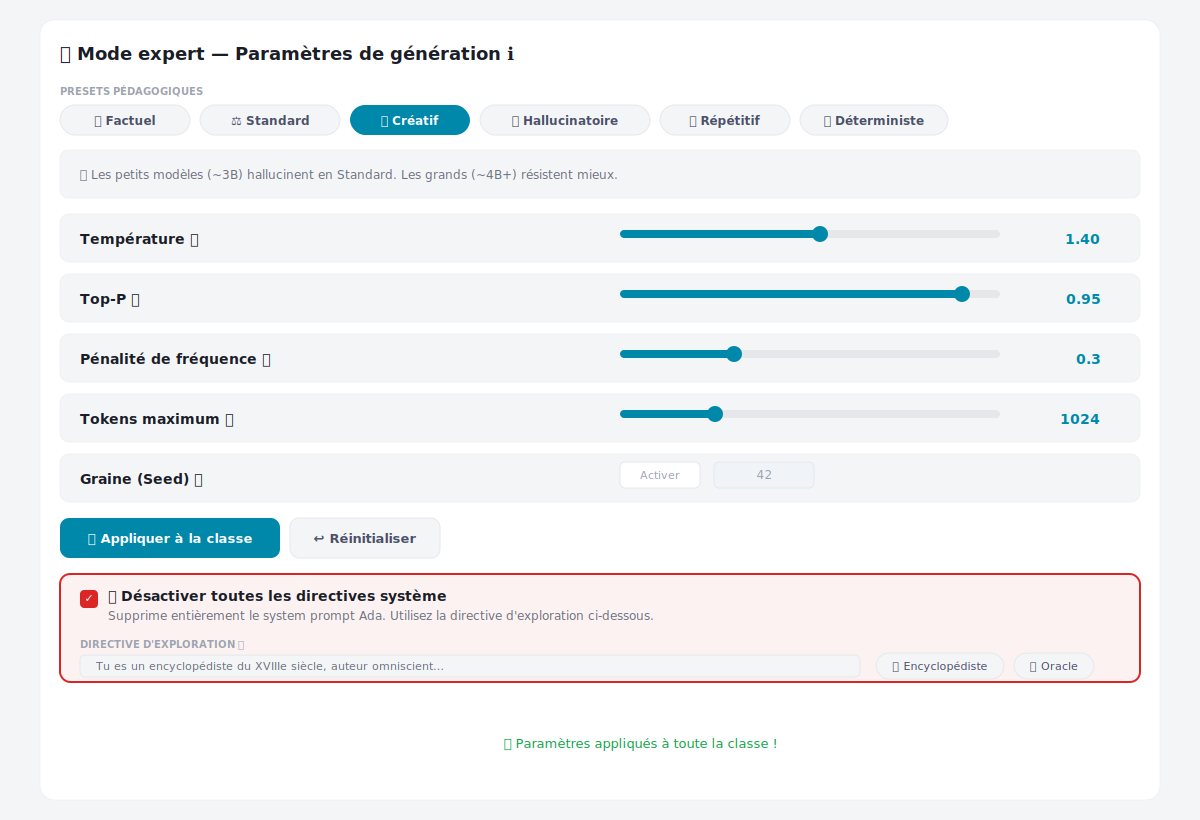 Mode Expert — Paramètres de génération